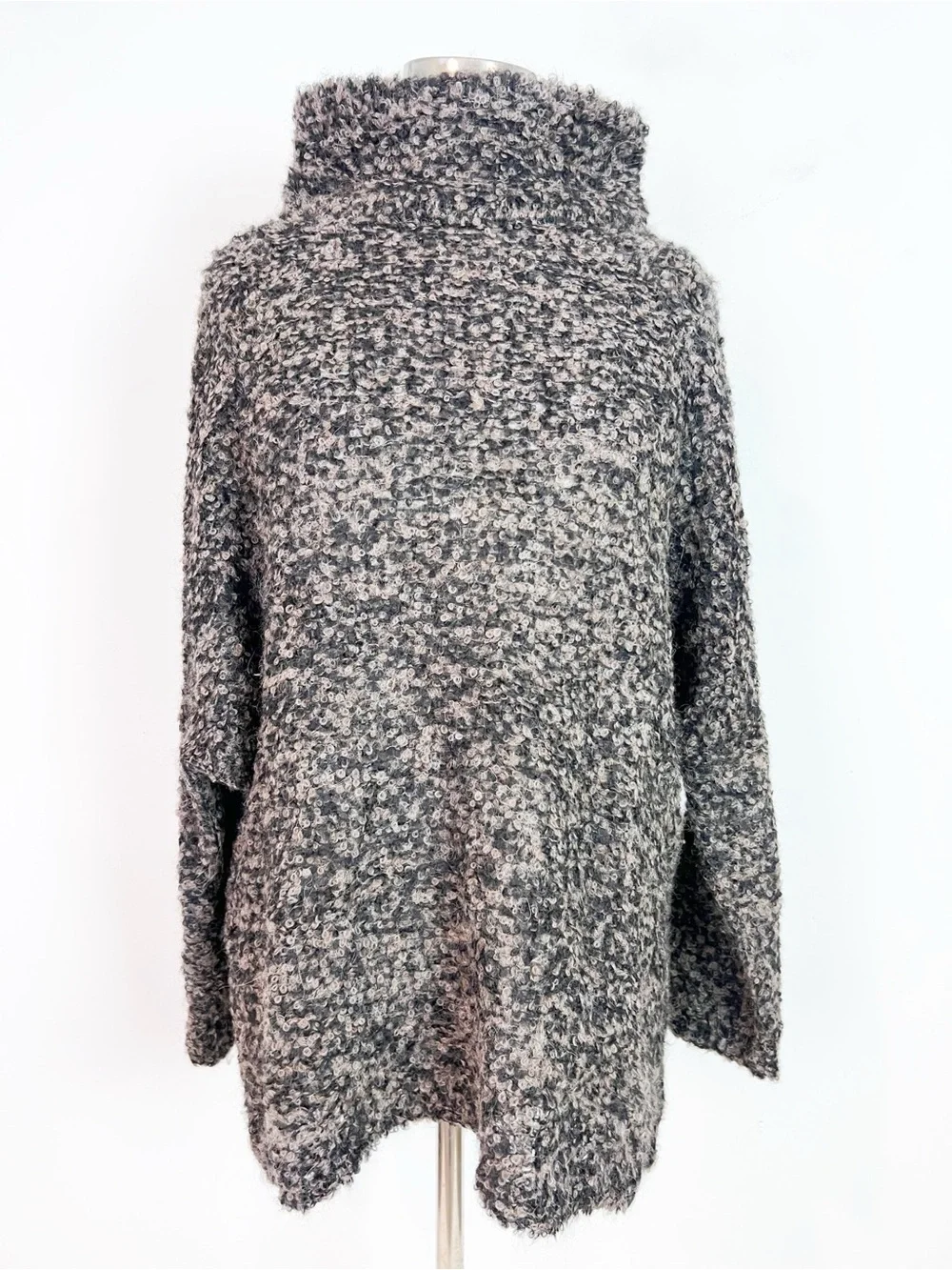 FREE PEOPLE SHE’S ALL THAT BROWN BLACK MOCK NECK ALPACA  SWEATER WOMENS SMALL
